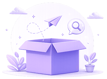 Empty category illustration with an open box and paper airplane